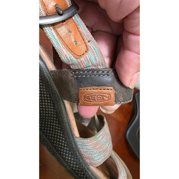 Keen Women's Multicolor/Leather Strap Wedge Sandals Adjustable Buckle Size 9 - Picture 6 of 8